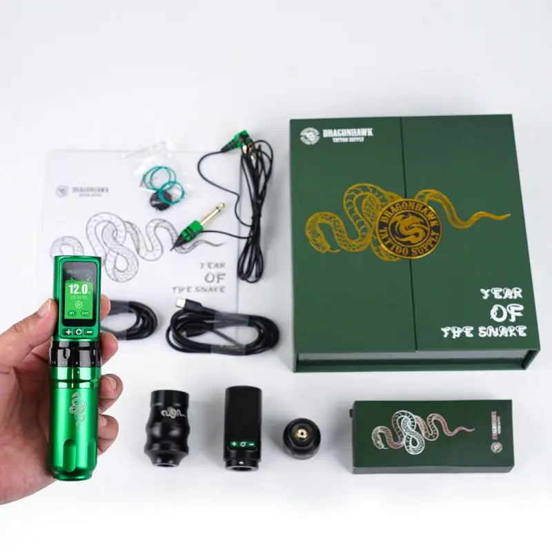 Tattoo Kit | Dragonhawk Fold Pro Year of Snake Edition Tattoo Machine Pen Wireless Professional Bundle - Tattoo Machine - FYT Tattoo Supplies New York