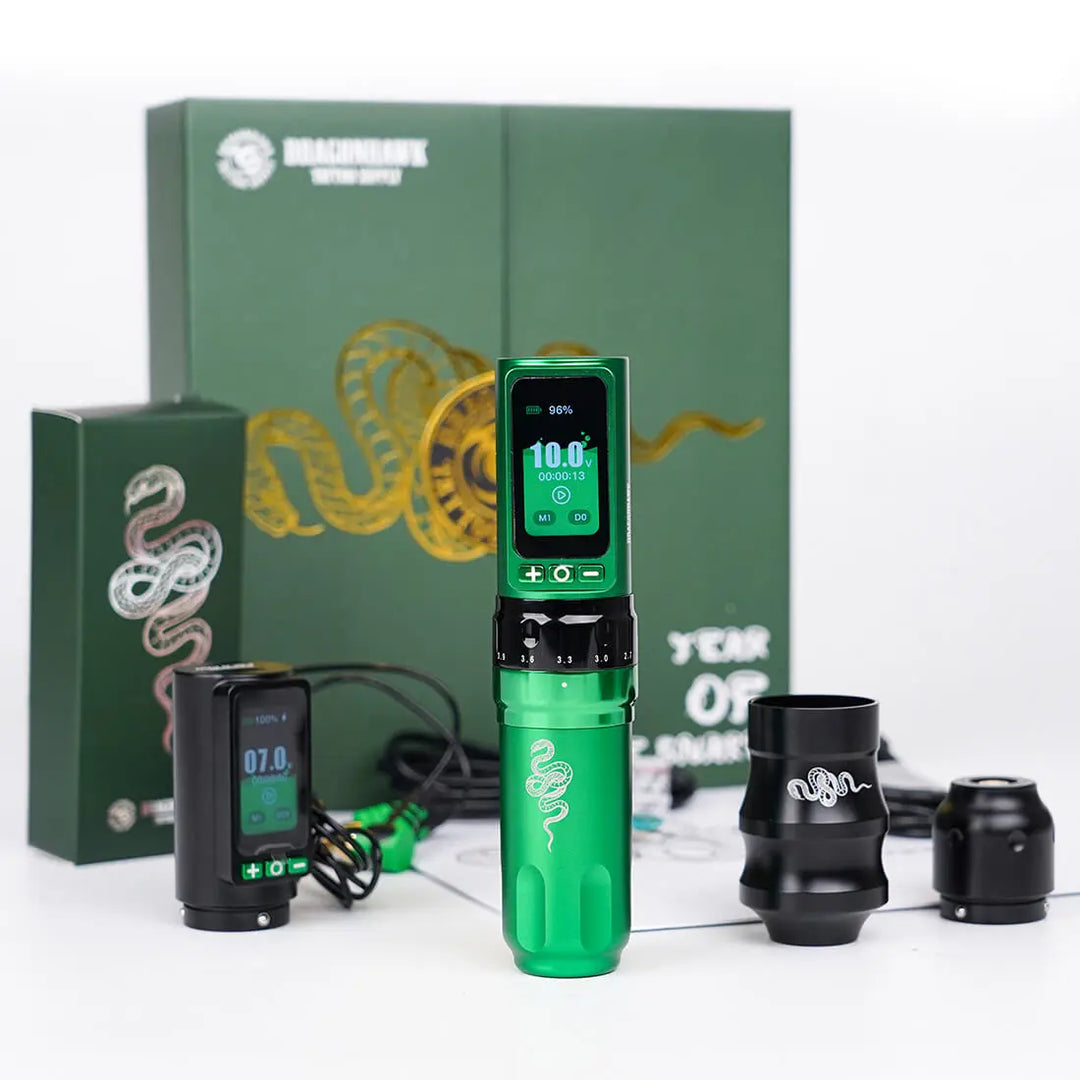 Tattoo Kit | Dragonhawk Fold Pro Year of Snake Edition Tattoo Machine Pen Wireless Professional Bundle - Tattoo Machine - FYT Tattoo Supplies New York