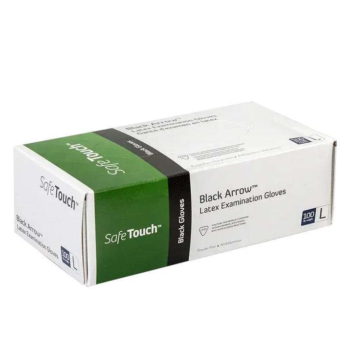 Dynarex - Black Latex Exam Gloves, Powder-Free - Gloves - FYT Tattoo Supplies New York