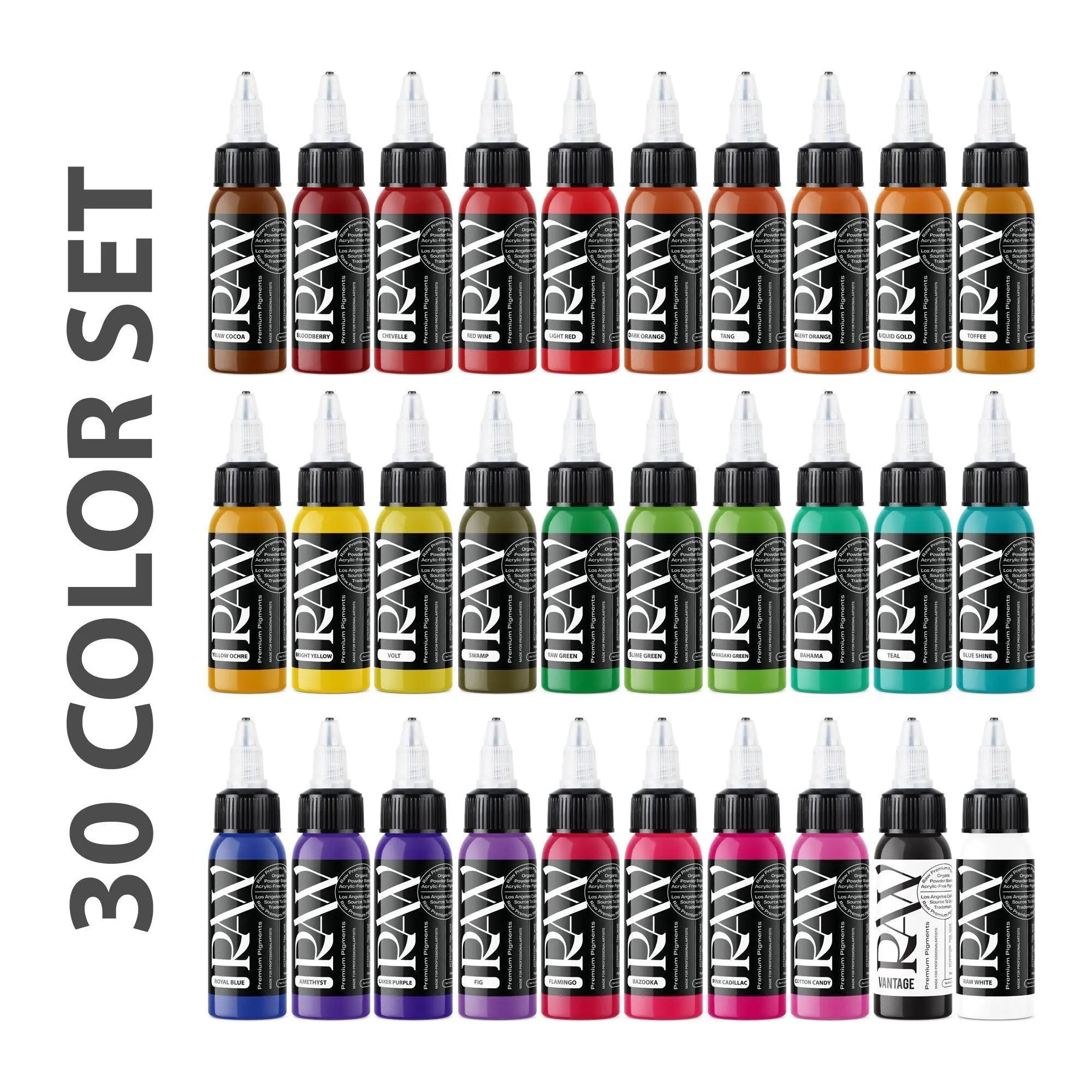 Raw Ink 30 Color Set - FYT Tattoo Supplies New York