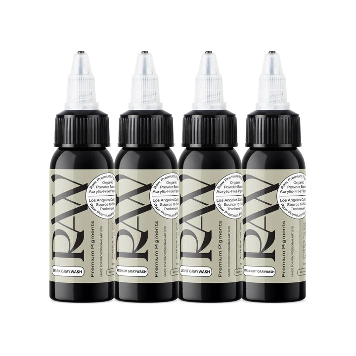 Raw Ink Premium Grey Wash Set - Tattoo Ink - FYT Tattoo Supplies New York