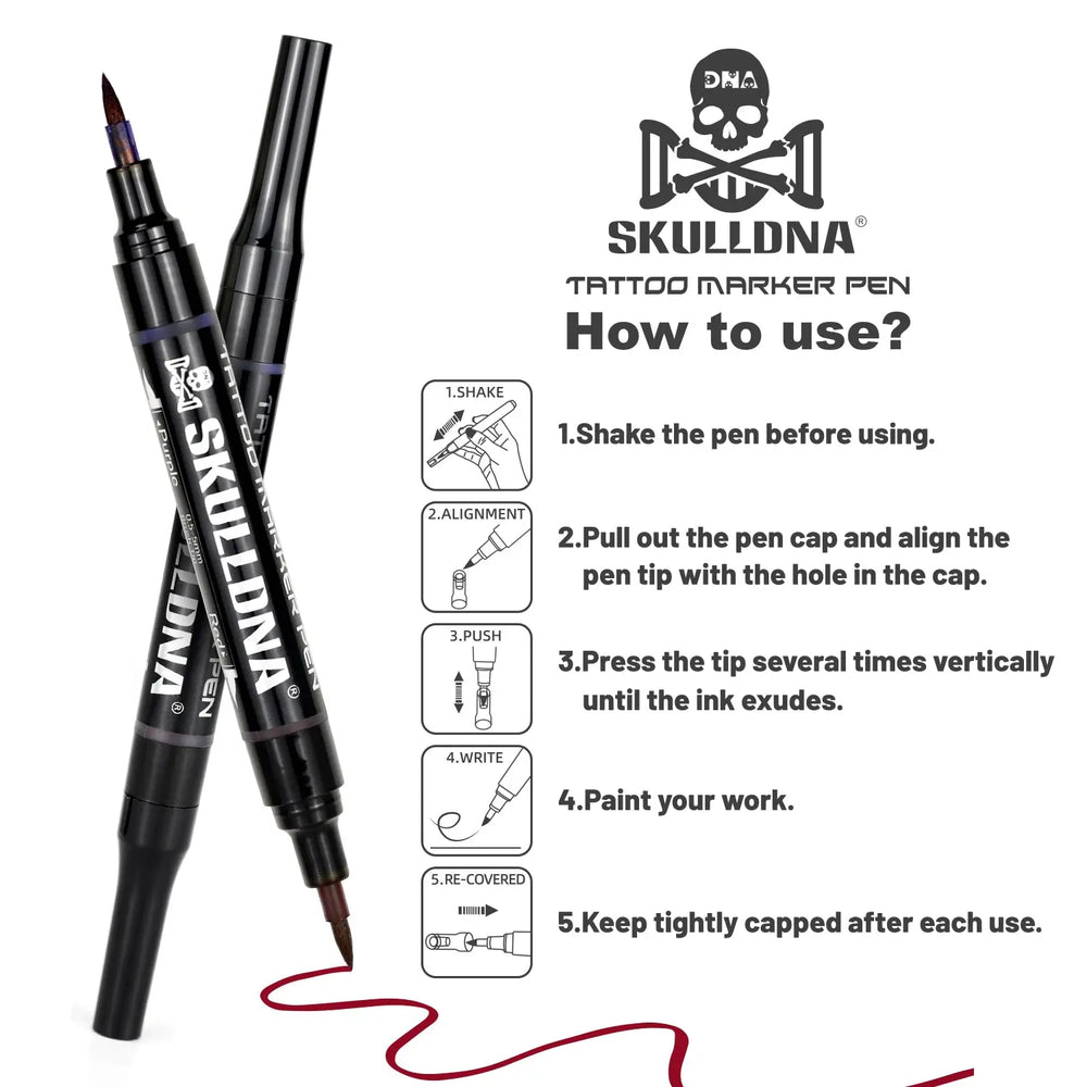 Dual Color Tattoo Marker Pen - skin marker - FYT Tattoo Supplies New York
