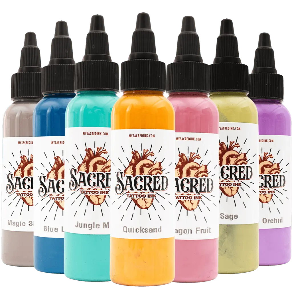 Sacred Inks-Jungle Set 1 oz 7 Colors - Tattoo Ink - FYT Tattoo Supplies New York