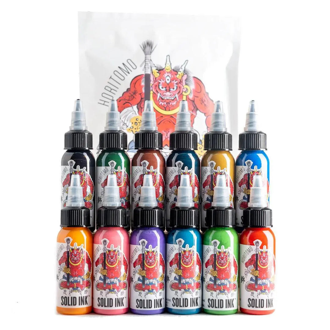 Solid Ink Horitomo 1oz Set | 12 Colors (12 for the price of 10) - Tattoo Ink - FYT Tattoo Supplies New York